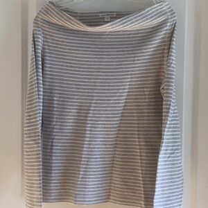 James Perse Relaxed Ribbed Gray and White Blouse
